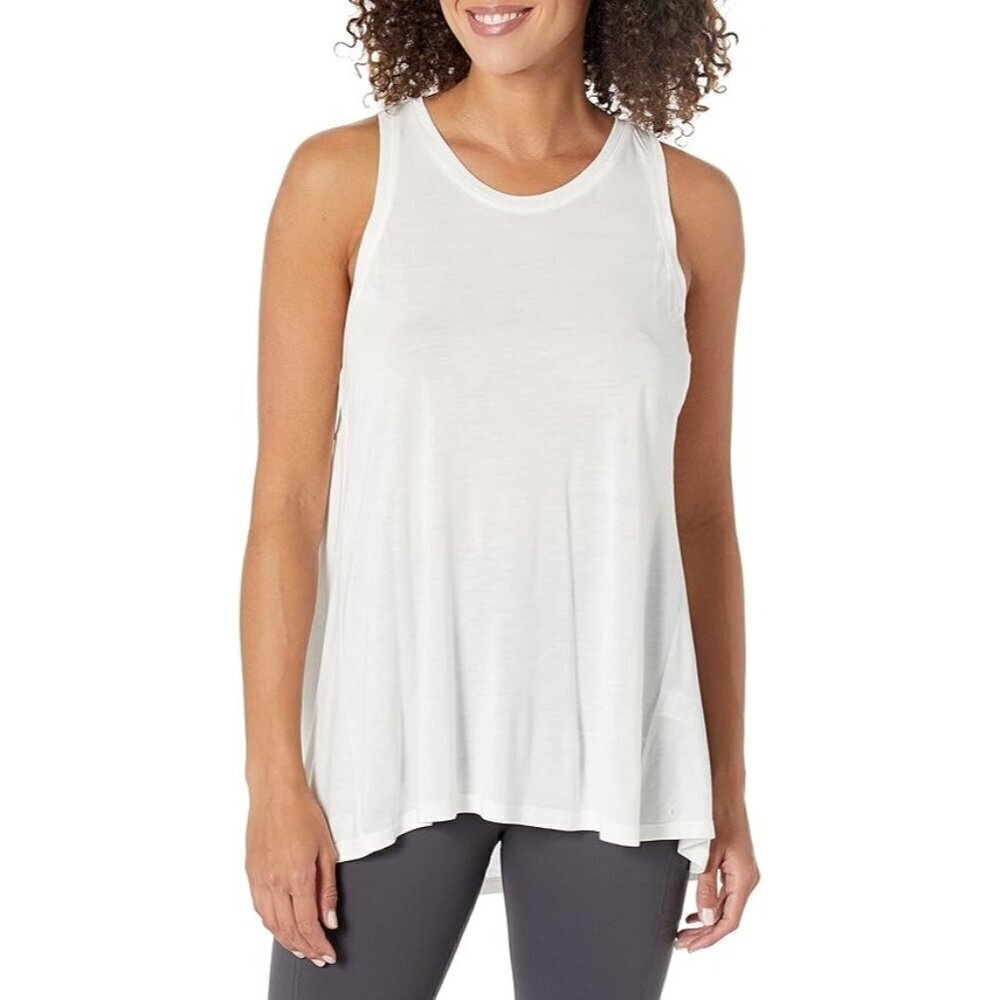 Sweaty Betty Tank Top Women Small White Crew Neck Cotton Tencel Easy Peazy Top
